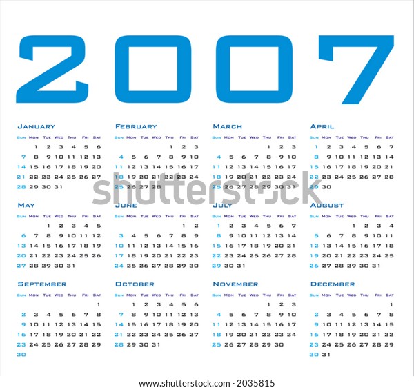 2007 Calendar Vector Format Can Be Stock Vector (Royalty Free) 2035815