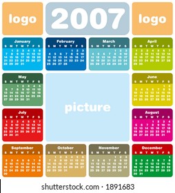 2007 Colorful Calendar (in vector format, can be scaled to any size)