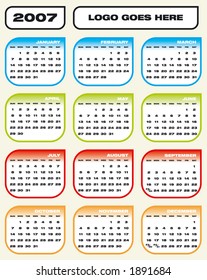 2007 Colorful Calendar (in vector format, can be scaled to any size)