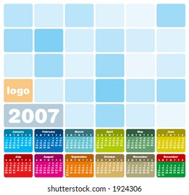 2007 Colorful Calendar (in vector format, can be scaled to any size. Type is both as fonts and as curves)