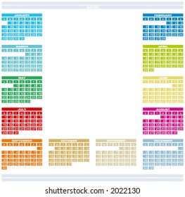 2007 Colorful Calendar, with space reserved for a picture (Fully editable, type is both as fonts and as curves)