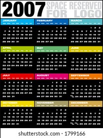 2007 Colorful Calendar, in vectors