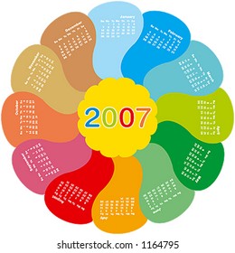 2007 Rotating Flower Calendar. (it's a vector, you can edit whatever you need)