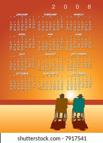 A 2008 beach calendar in vector format