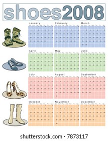 2008 calendar for shoes