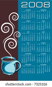 2008 coffee calendar. With Space reserved for your logo and text.
