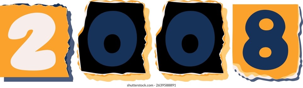 2008 Retro torn paper number Design art
