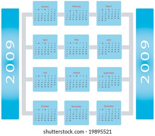 2009 blue box array calender