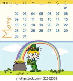 2009 Calendar - March - French version