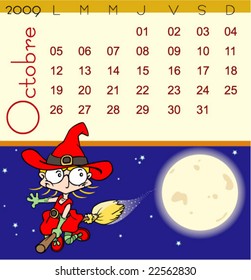 2009 Calendar - October - French version