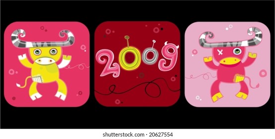 2009 cartoon ox - new year symbols. To see similar, please VISIT MY GALLERY.