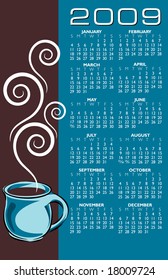 2009 coffee calendar. With Space reserved for your logo and text.