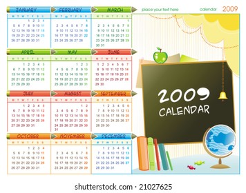 2009 colorful educational calendar (Starts Monday). To see similar, please VISIT MY GALLERY.