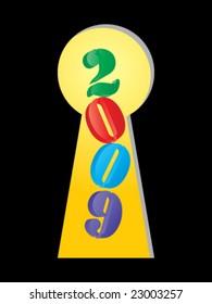 2009 seen by keyhole vector illustration