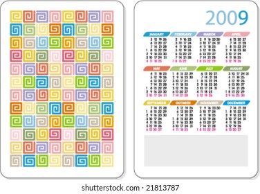 2009 small calendar 70x100 mm
