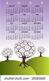 A 2009 tree calendar with space for text or Logo