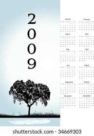 Calendario de árbol de 2009 con espacio para texto