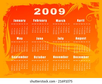 2009 vector calendar - floral design
