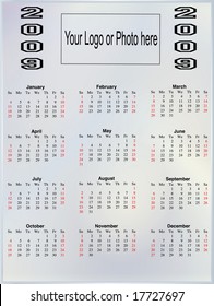 2009 vector calendar with room for logo or photo