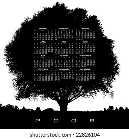 A 2009 vector tree calendar