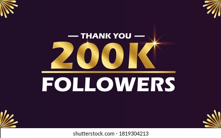 200k followers card banner template for celebrating many followers in online social media networks.