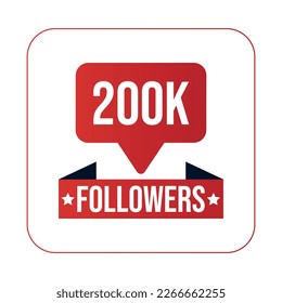 200K Followers Design Template Vector Illustration