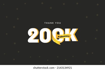 200K  Followers, Thank you Followers Banner, card, vector illustration design
