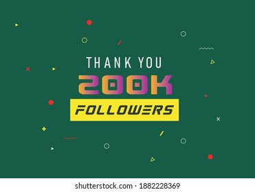 200k followers thank you. thank you 200k followers template. celebration 200k subscribers template for social media. 200000 followers thank you