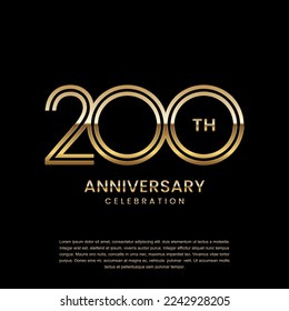 200th anniversary celebration. Anniversary logo design with double line concept. Logo Vector Template Illustration