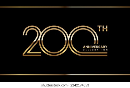 200th anniversary logo design with double line concept. Logo Vector Illustration