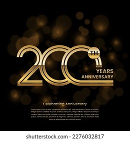 200th Anniversary. Anniversary logo design with double line concept. Vector Template