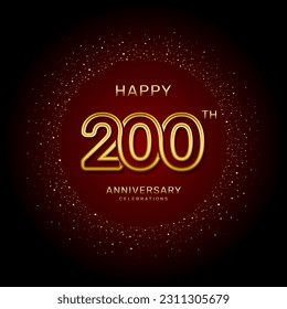 200th  anniversary logo design with a double line concept in gold color, logo vector template illustration