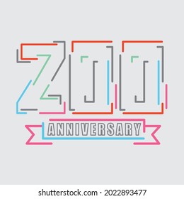 200th Years Anniversary Logo Birthday Celebration Abstract Design Vector Illustration.