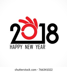 2,0,1 and 8 and hand sign with holiday background concept.Happy new year 2018 holiday background.2018 Happy New Year greeting card.Vector illustration