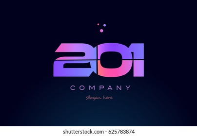 201 pink blue purple number digit numeral dots creative company logo vector icon design template