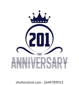 201 anos aniversário logotipo azul fita
