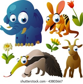 2010 animal set:  elephant, numbat, anteater, goat