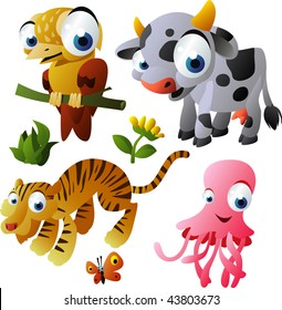 2010 animal set: xenops, cow, tiger, jelly fish