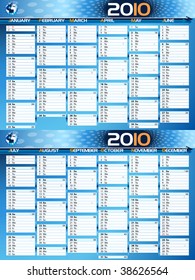 Calendario de planificación azul de 2010