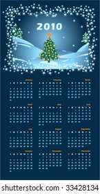 2010 calendar with Christmas tree