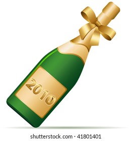 2010 champagne bottle - vector