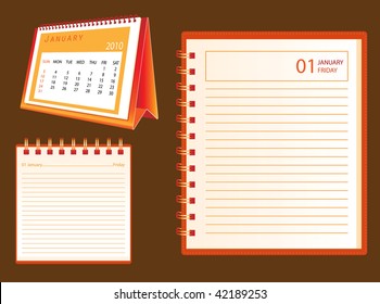 2010 desk calendar and notebook