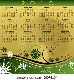2010 floral calendar. With Space reserved for your Company Name and text.