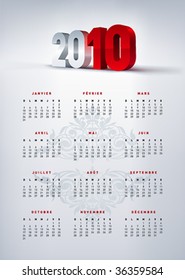 2010 french calendar in A4 size. Vector.