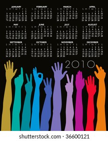 2010 Hands of all races calendar with space for your company name