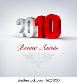 2010 Happy New Year in french. Vector.