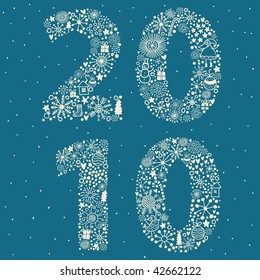 2010 made of cartoon Christmas symbols