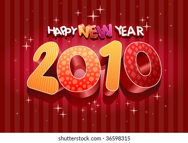 2010 new year composition. 3d vector design. All elements are layered separately in vector file.