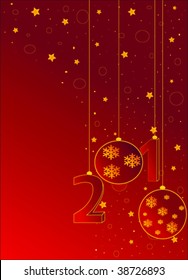 2010 New year vector with christmas balls