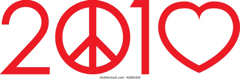 2010 Not war make love logo with peace sign and heart - vector file